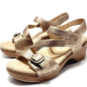 Dansko Shari Gold Slingback Strappy Platform Sandals Women EU 40 US 9/9.5